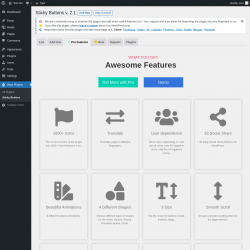 Page screenshot: Wow Plugins &rarr; Sticky Buttons &rarr;  Pro Features