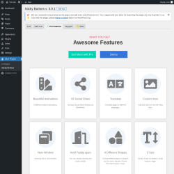 Page screenshot: Wow Plugins &rarr; Sticky Buttons &rarr;  Pro Features