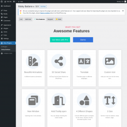 Page screenshot: Wow Plugins &rarr; Sticky Buttons &rarr;  Pro Features