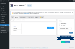 Page screenshot: Wow Plugins &rarr; Sticky Buttons &rarr; Add new