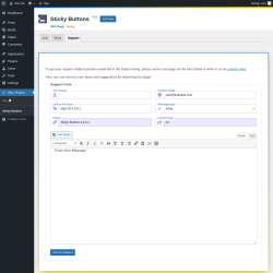 Page screenshot: Wow Plugins &rarr; Sticky Buttons &rarr; Support
