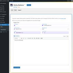 Page screenshot: Wow Plugins &rarr; Sticky Buttons &rarr; Support