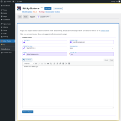 Page screenshot: Wow Plugins &rarr; Sticky Buttons &rarr; Support