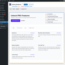 Page screenshot: Wow Plugins &rarr; Sticky Buttons &rarr; Upgrade to Pro