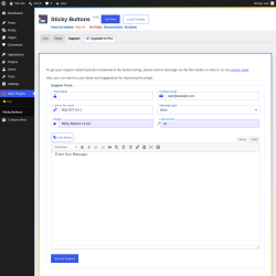 Page screenshot: Wow Plugins &rarr; Sticky Buttons &rarr; Support