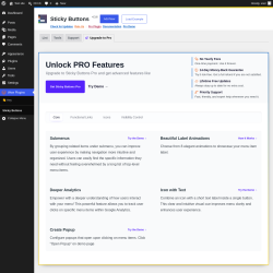 Page screenshot: Wow Plugins &rarr; Sticky Buttons &rarr; Upgrade to Pro