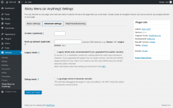 Page screenshot: Settings &rarr; Sticky Menu (or Anything!) &rarr; Advanced settings