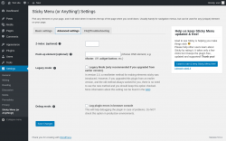 Page screenshot: Settings &rarr; Sticky Menu (or Anything!) &rarr; Advanced settings
