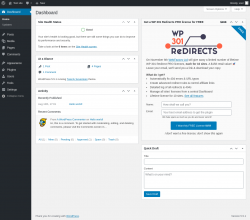 Page screenshot: Dashboard &lsaquo; Test site &mdash; WordPress