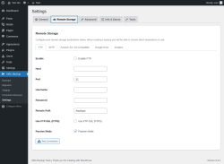 Page screenshot: StifLi Backup &rarr; Settings &rarr; 
            
            Remote Storage        