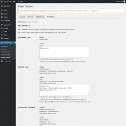 Page screenshot: StockUnlocks → Plugin Options → Text Values