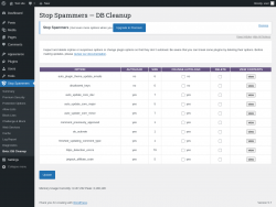 Page screenshot: Stop Spammers &rarr; Beta: DB Cleanup