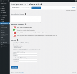 Page screenshot: Stop Spammers &rarr; Challenge & Block