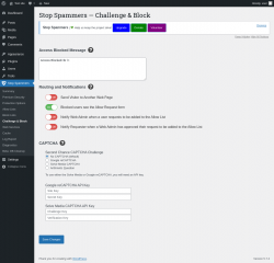 Page screenshot: Stop Spammers &rarr; Challenge & Block