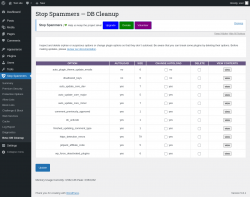 Page screenshot: Stop Spammers &rarr; Beta: DB Cleanup