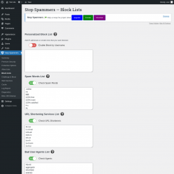 Page screenshot: Stop Spammers &rarr; Block Lists
