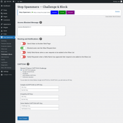Page screenshot: Stop Spammers &rarr; Challenge & Block