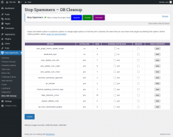 Page screenshot: Stop Spammers &rarr; Beta: DB Cleanup