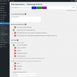 Page screenshot: Stop Spammers &rarr; Challenge & Block