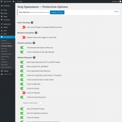 Page screenshot: Stop Spammers &rarr; Protection Options