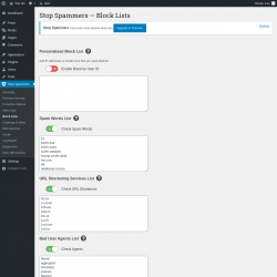 Page screenshot: Stop Spammers &rarr; Block Lists