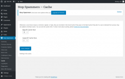 Page screenshot: Stop Spammers &rarr; Cache