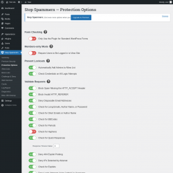 Page screenshot: Stop Spammers &rarr; Protection Options