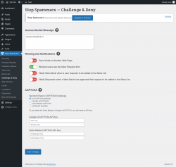 Page screenshot: Stop Spammers &rarr; Challenge & Deny