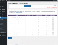 Page screenshot: Stop Spammers &rarr; Beta: DB Cleanup