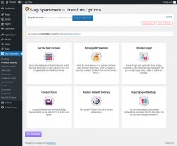 Page screenshot: Stop Spammers &rarr; Premium Security
