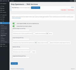 Page screenshot: Stop Spammers &rarr; Web Services