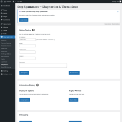 Page screenshot: Stop Spammers &rarr; Diagnostics
