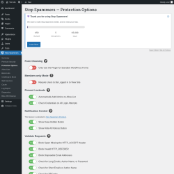 Page screenshot: Stop Spammers &rarr; Protection Options