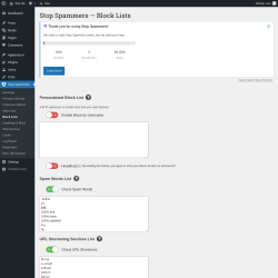 Page screenshot: Stop Spammers &rarr; Block Lists