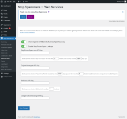 Page screenshot: Stop Spammers &rarr; Web Services