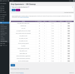 Page screenshot: Stop Spammers &rarr; Beta: DB Cleanup