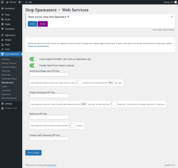 Page screenshot: Stop Spammers &rarr; Web Services