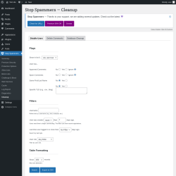 Page screenshot: Stop Spammers &rarr; Cleanup