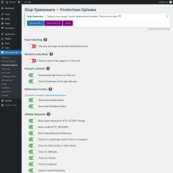 Page screenshot: Stop Spammers &rarr; Protection Options