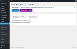 Page screenshot: Stop Spammers &rarr; Cleanup &rarr; Delete Comments