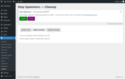 Page screenshot: Stop Spammers &rarr; Cleanup &rarr; Delete Comments