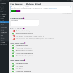 Page screenshot: Stop Spammers &rarr; Challenge & Block