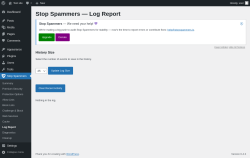 Page screenshot: Stop Spammers &rarr; Log Report
