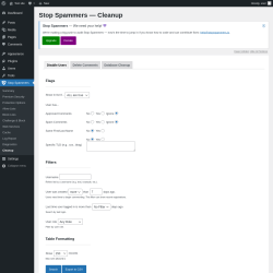 Page screenshot: Stop Spammers &rarr; Cleanup