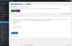 Page screenshot: Stop Spammers &rarr; Cache