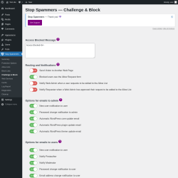 Page screenshot: Stop Spammers &rarr; Challenge & Block