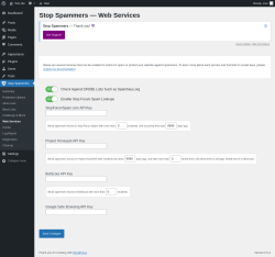 Page screenshot: Stop Spammers &rarr; Web Services