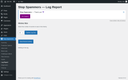 Page screenshot: Stop Spammers &rarr; Log Report