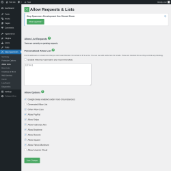 Page screenshot: Stop Spammers → Allow Lists