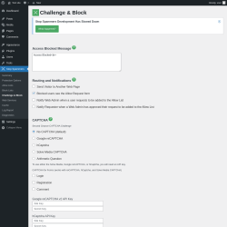 Page screenshot: Stop Spammers → Challenge & Block